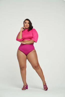 Clara - 064 - Plus Size - Cós Alto - Em Microfibra Lisa